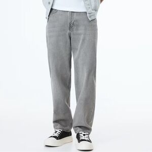 H&M loose ample fit jeans acid wash light gray 29x32